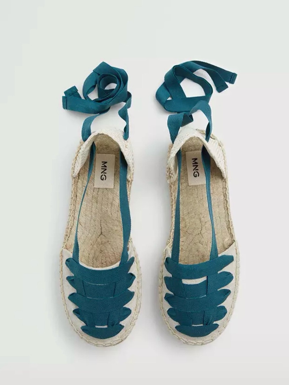 Mango Kids Teal Ribbon Espadrilles
